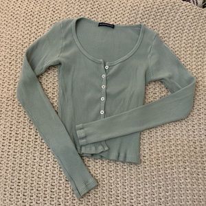 Brandy button up long sleeve top sweater cardigan